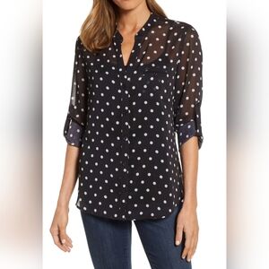 Kut from the Kloth Black and White Polka Dot Blouse Size XS